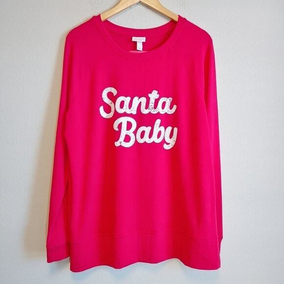 Isabel Maternity by Ingrid & Isabel "Santa Baby" Top Sz Maternity L - Picture 1 of 8